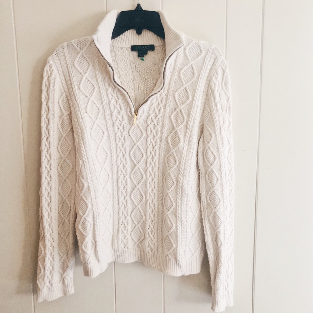 Ralph Lauren Cable Knit Zipper Sweater Size Large